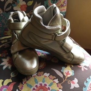 Gold Puma Velcro high tops Size 13